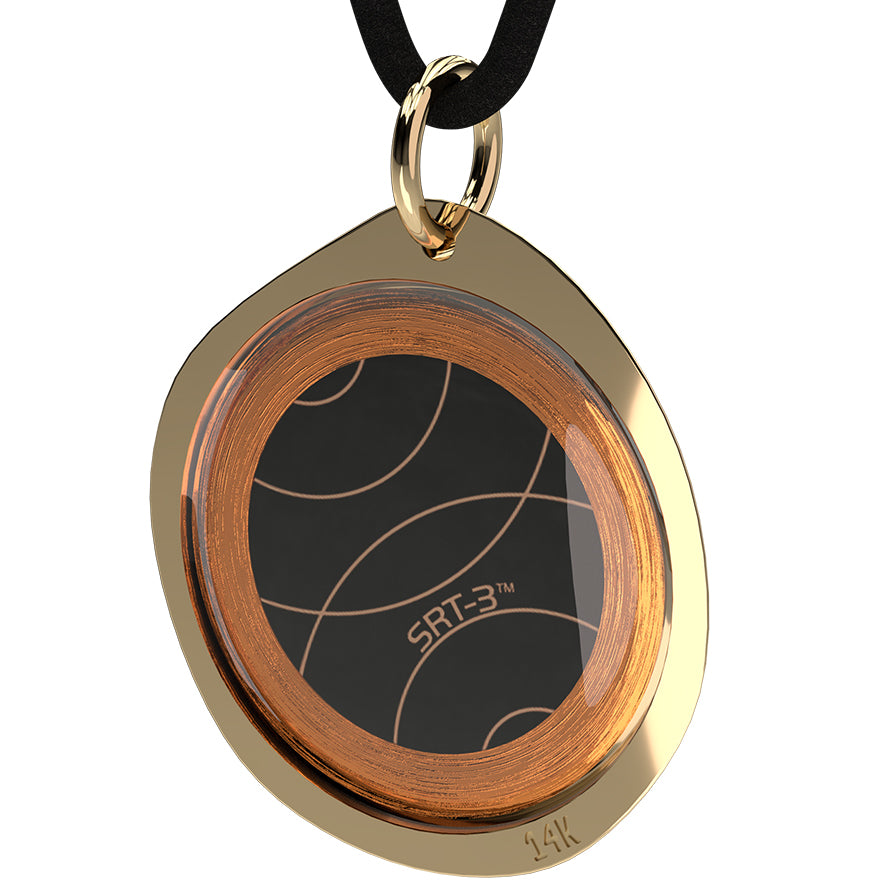 Q-Link 14K Gold Pebble SRT-3 Pendant (Polished Finish)
