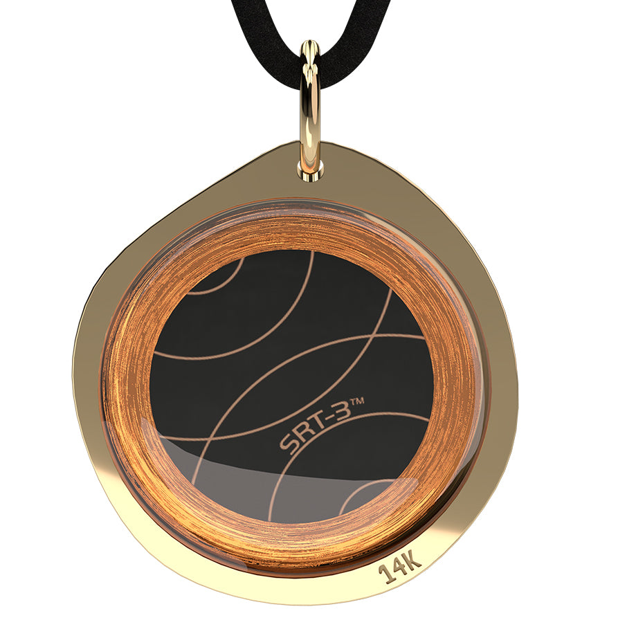 Q-Link 14K Gold Pebble SRT-3 Pendant (Brushed Finish)